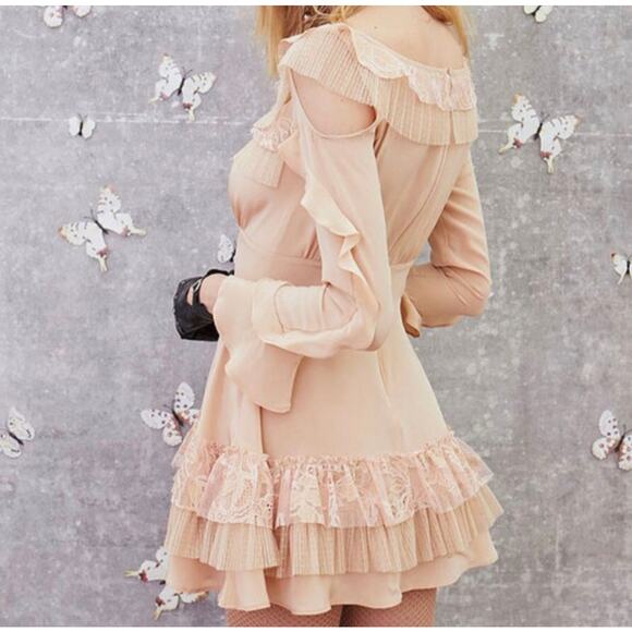 For Love And Lemons Claire Pleated Ruffle Dress - Picture 3 of 16